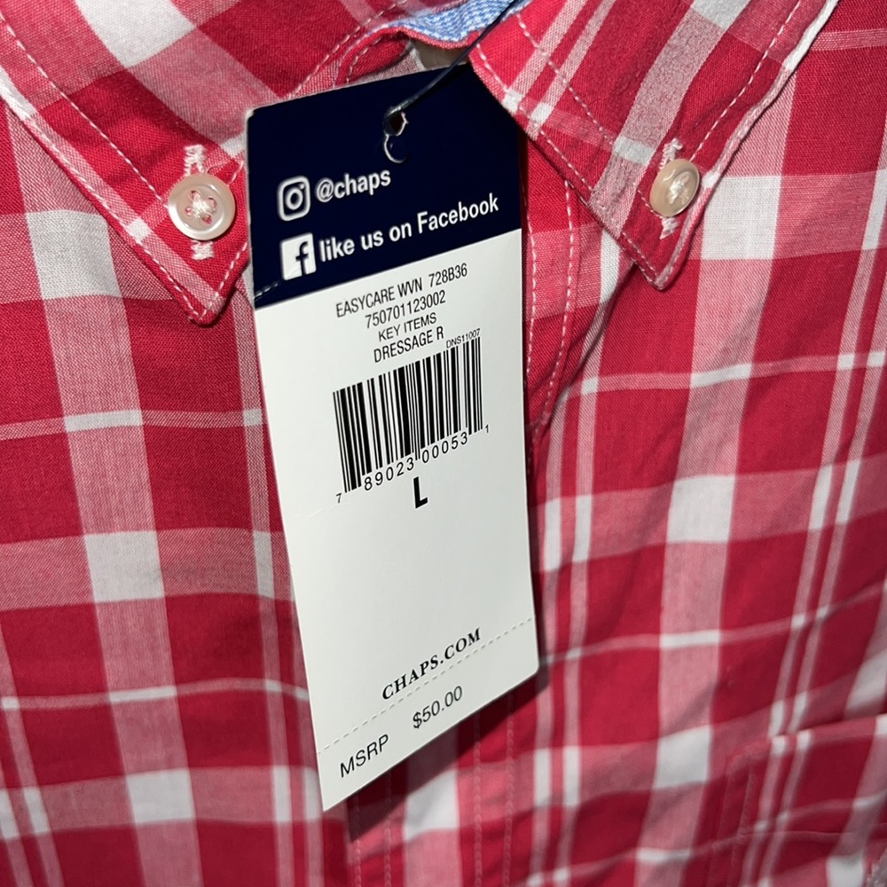 NWT Chaps button down plaid short sleeve Large - Picture 3 of 4